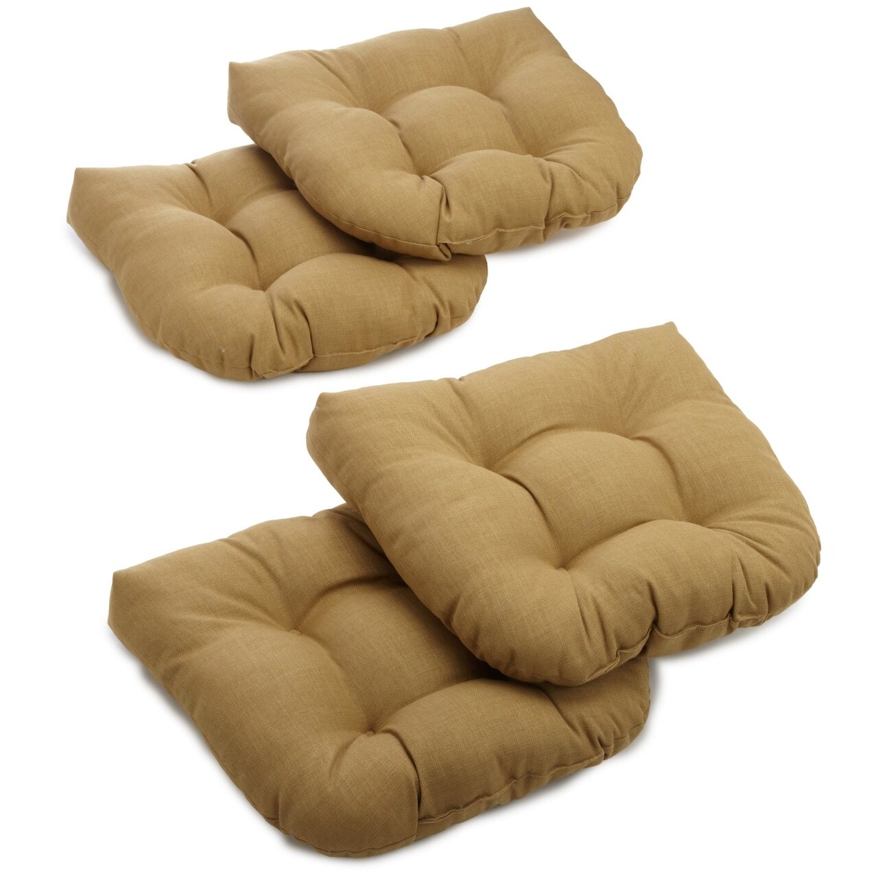 19-inch U-Shaped Spun Polyester Outdoor Tufted Dining Chair Cushions (Set  of 4) - Wheat